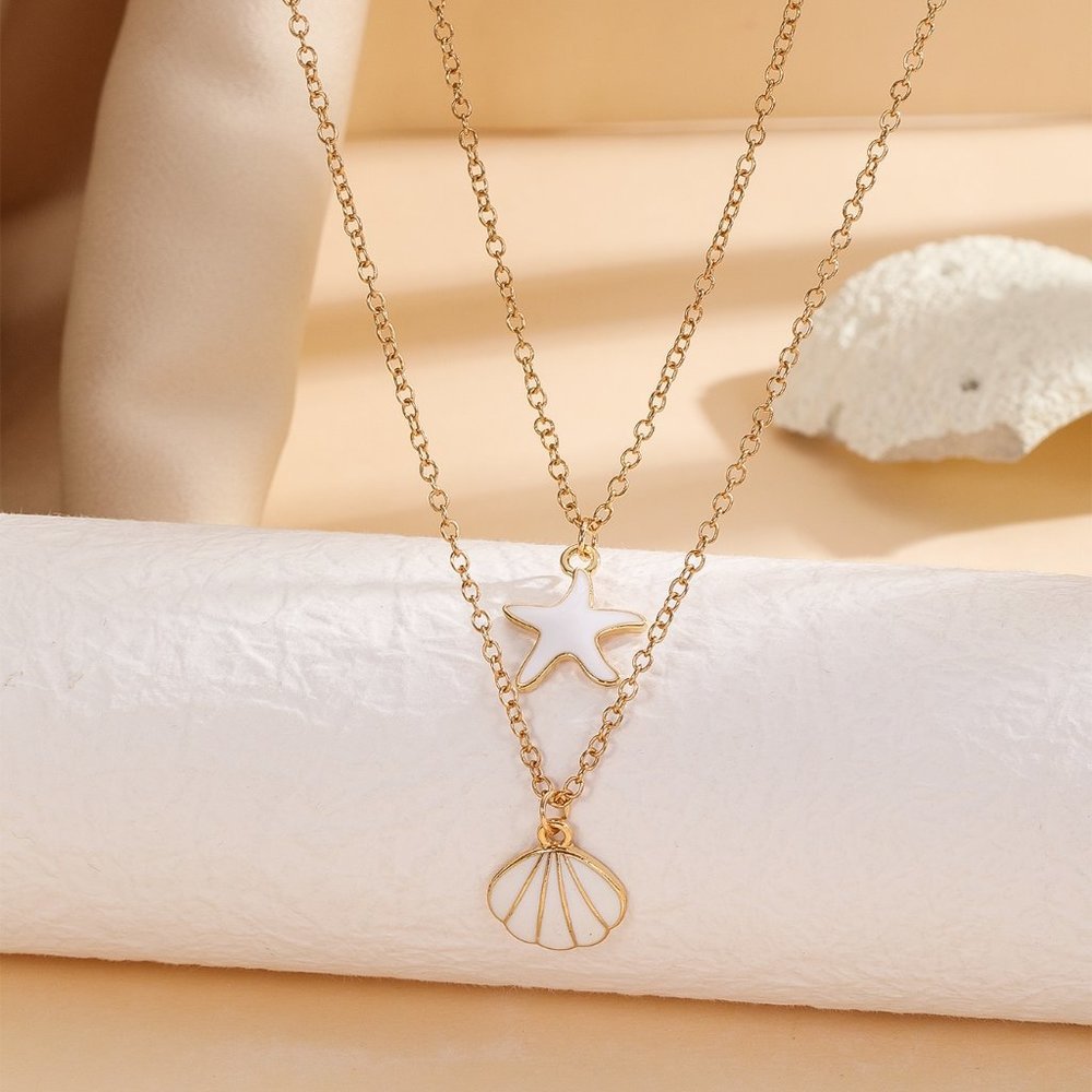 Charm Necklace, 2pcs Shell Charm Necklace
